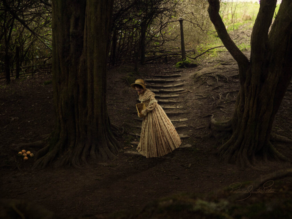 Woman portrait in between trees