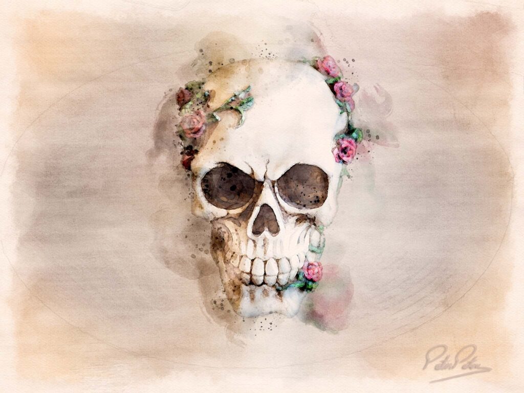 Watercolour of a skull