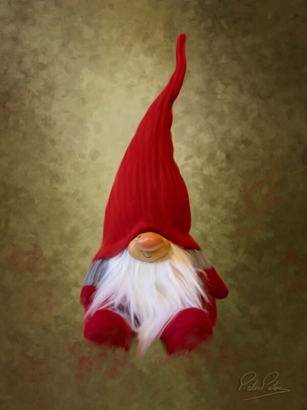Santa helper hand-rendered painted for a Christmas greeting card