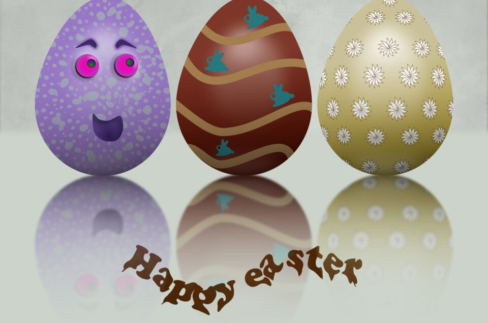 Easter eggs illustration in different colours